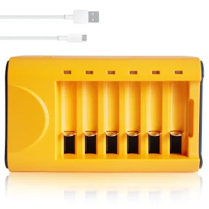 Skywolfeye AA AAA Battery Charger 6 Bay USB Fast Charging Independent Slot for Ni-MH Ni-CD 1.2V Rechargeable Batteries