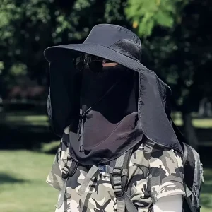 Summer Sun Hats UV Protection Outdoor Hunting Fishing Cap For Men Women Hiking Camping Visor Bucket Hat Neck Flap Fisherman Hat