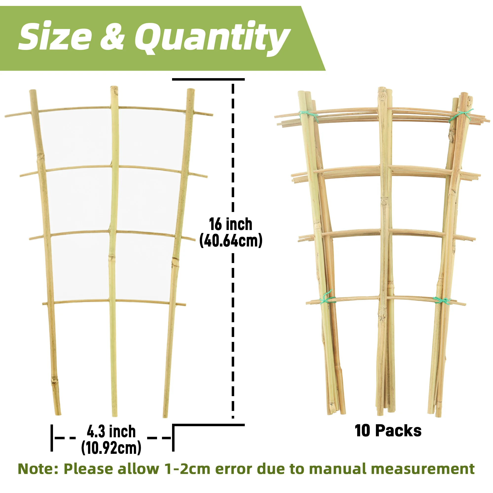 10 Pack Bamboo Trellis For Climbing Plants, 16 Inch Natural Garden Fan-shaped Plant Support Bracket, Suitable For Potted Plant D - Image 5