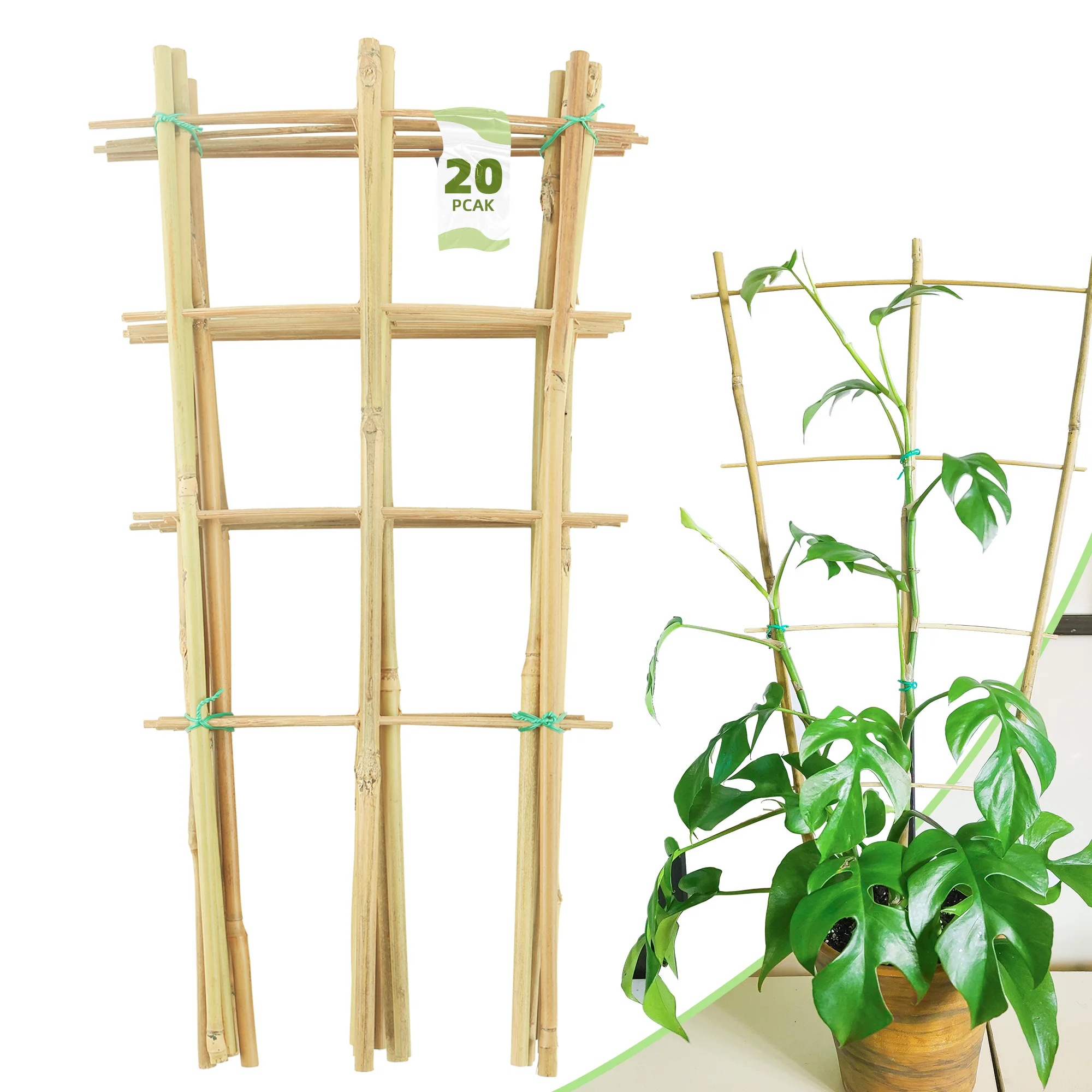10 Pack Bamboo Trellis For Climbing Plants, 16 Inch Natural Garden Fan-shaped Plant Support Bracket, Suitable For Potted Plant D - Image 7