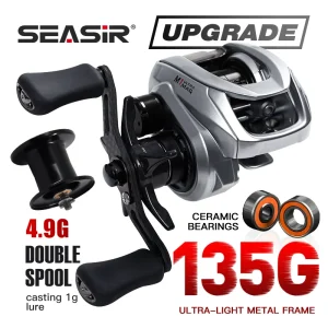SEASIR M1 Up-grade 135G Metal Frame Baitcasting Reel Ultralight 10+1BB 7.6:1 Carbon Drag Washer Hybrid Ceramic Two Spool