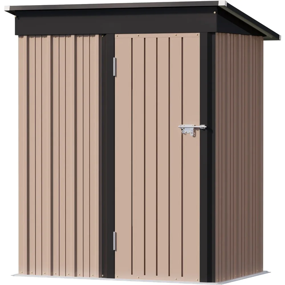3' x 5' Storage Shed, with Groove Roof and Lockable Door, for Garden and Patio, Brown - Image 6