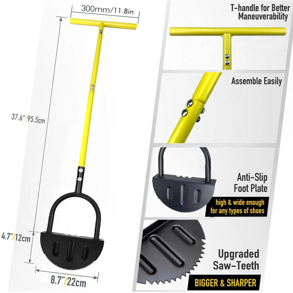 Half Moon Edger Trimming Shovel Manual Saw-Tooth Lawn Step Edger Long Handled Landscaping Edging Tool Lawn Mowing Gardening Tool - Image 6