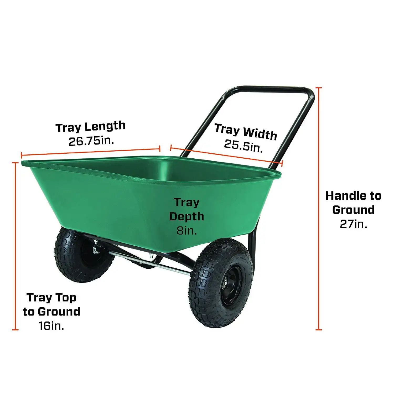 Garden Star Dual-Wheel, Poly Tray Garden Barrow Wheelbarrow - Image 2