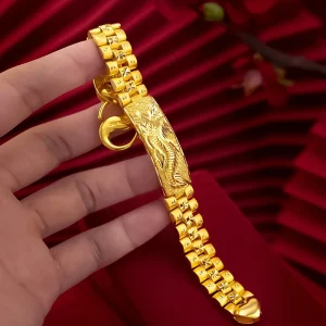 9999 24K  real  gold store same style gold sub men's gold dragon big bracelet domineering