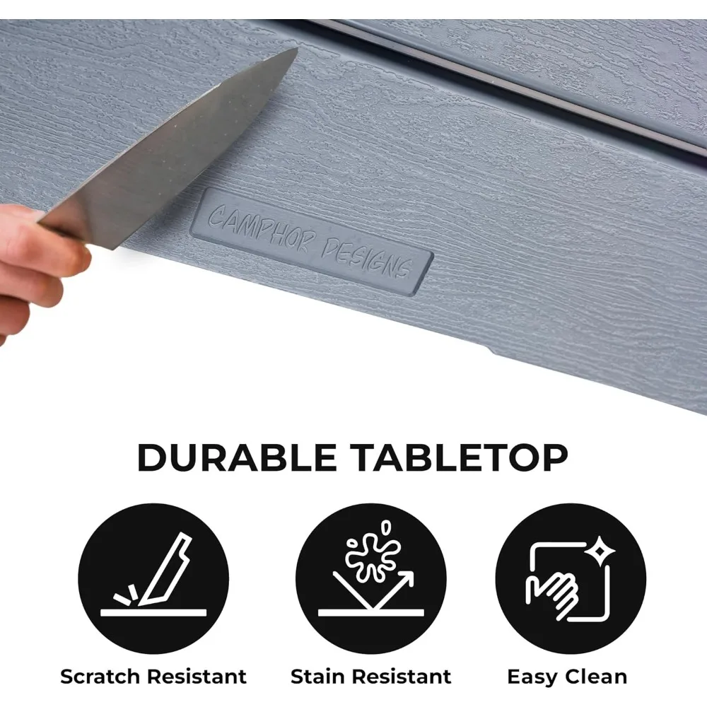 Cococabana X Camphor Portable Folding Table with Adjustable Shoulder Strap for Camping, Tailgating, Picnic, RV - Roll Up Design, - Image 3