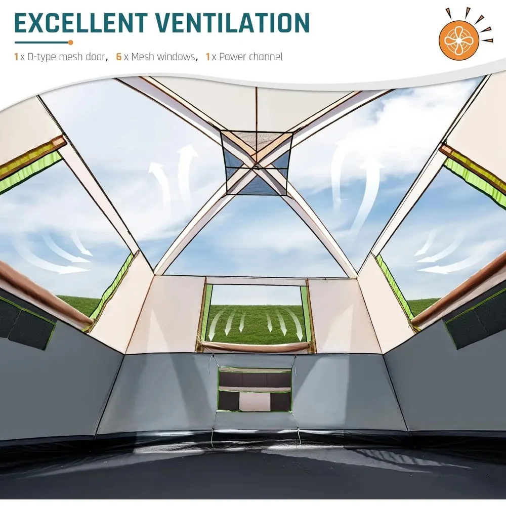 Dome Tent, Family Tent for Camping, Waterproof Large Cabin Tent, Easy to Set Up, Large Tent for Camping and Backyard - Image 4