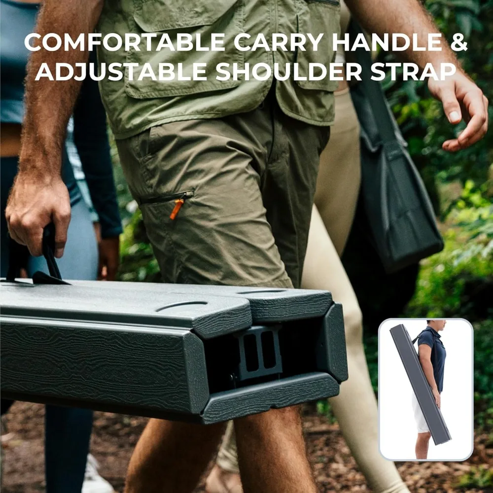 Cococabana X Camphor Portable Folding Table with Adjustable Shoulder Strap for Camping, Tailgating, Picnic, RV - Roll Up Design, - Image 5