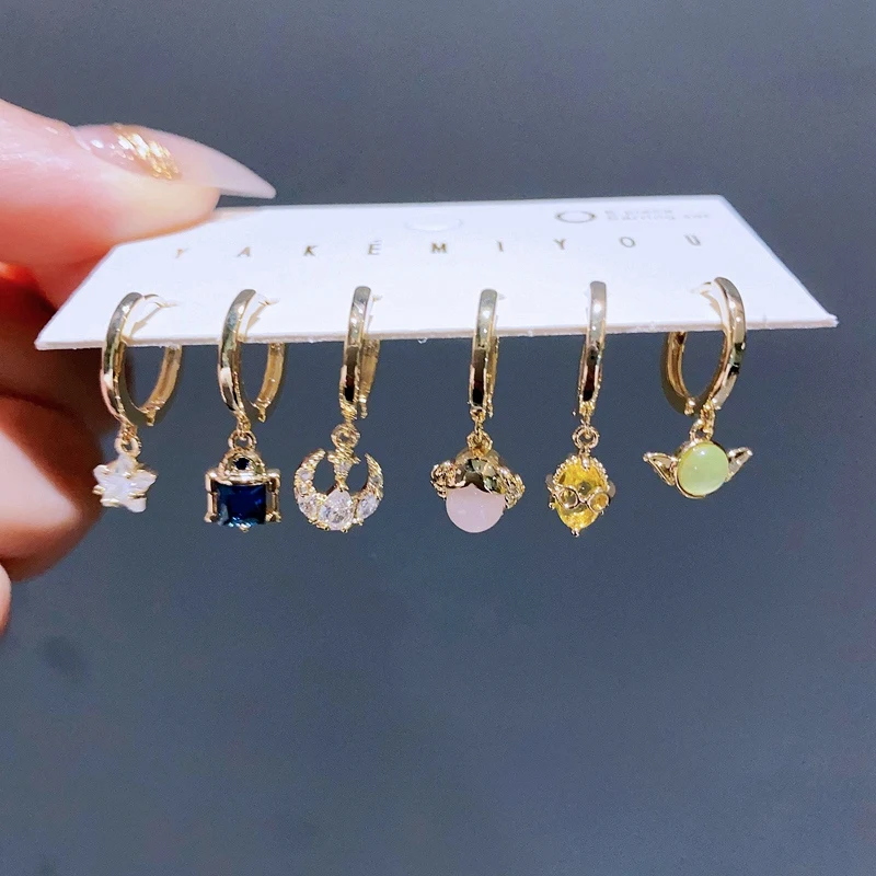 Trend Design CZ Stone Outer Space Wars Hoop Earrings Set Gold Color Zircon Women Girls Party Jewelry - Image 2