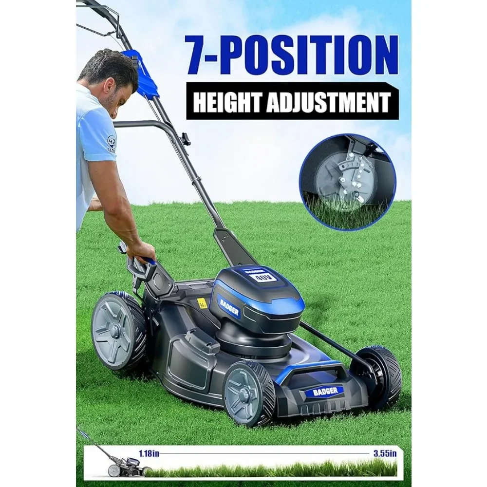 40V Brushless 21 Inch Cordless Self-propelled Lawn Mower, Height Adjustable Electric Lawn Mower, Comes with Battery and Charger - Image 5