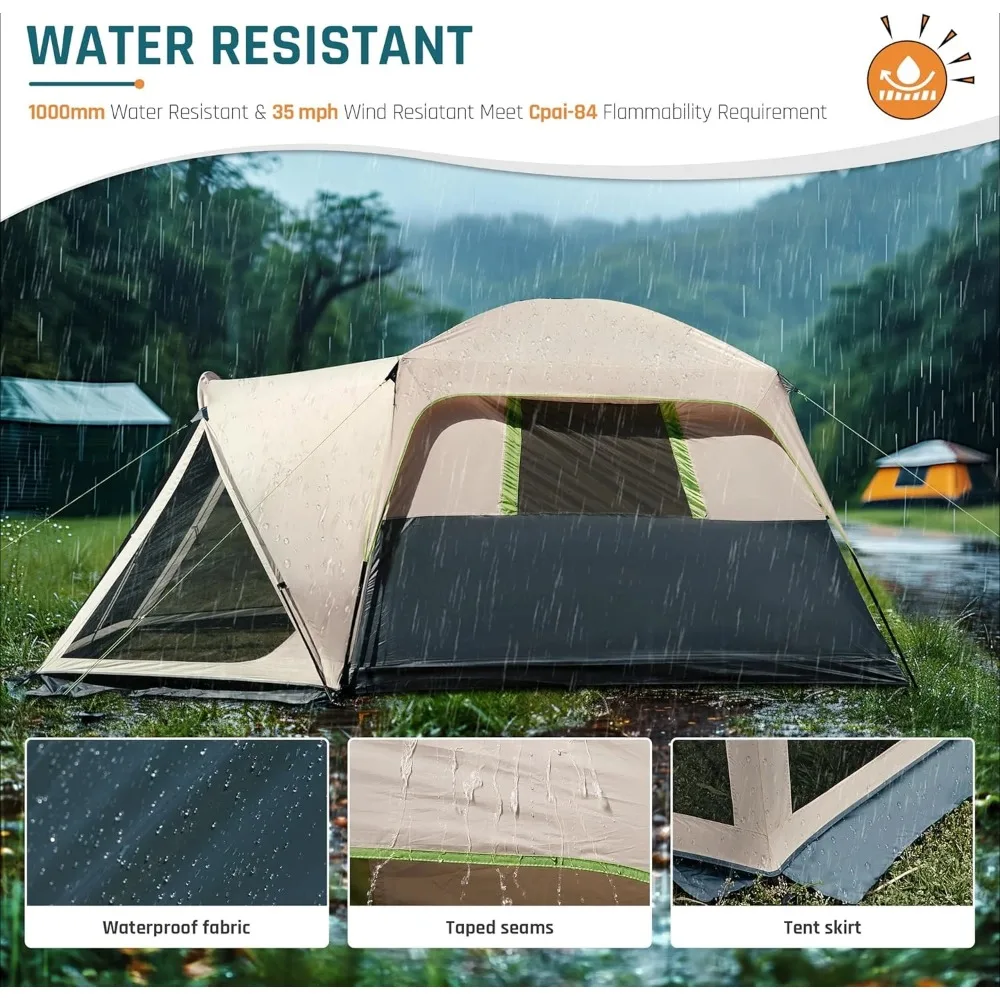 Dome Tent, Family Tent for Camping, Waterproof Large Cabin Tent, Easy to Set Up, Large Tent for Camping and Backyard - Image 5