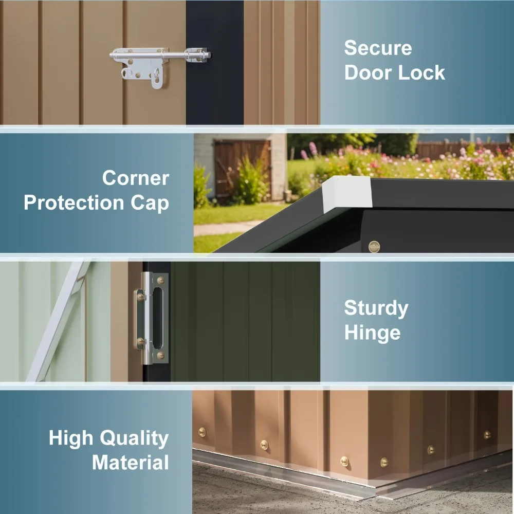 3' x 5' Storage Shed, with Groove Roof and Lockable Door, for Garden and Patio, Brown - Image 3