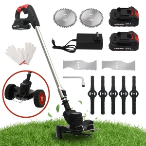 Cordless Electric Weed Wacker String Trimmer1880W Weed Wacker Lawn Grass Edger Tool Electric Brush Cutter with 3 Types Blades