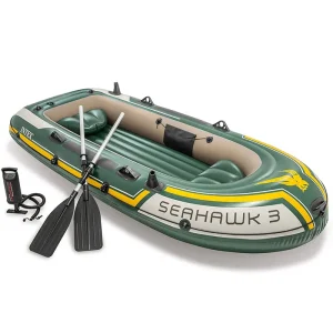 3 Kayak Original Rowing Boat 9'8" X 4'6" X 1'5" Inflatable 3 Person PVC Fishing Boat Foldable Paddle Oar Boat