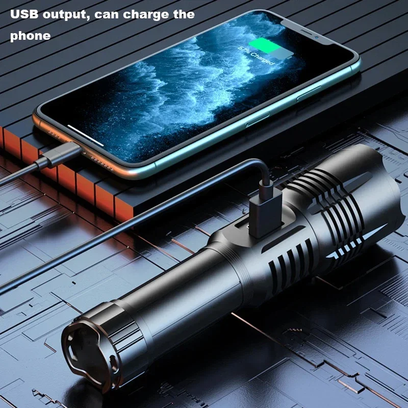 Portable Rechargeable Led Flashlight Telescopic Zoom Waterproof Tactical Torch Self Defense Lantern Flashlights for camping - Image 5