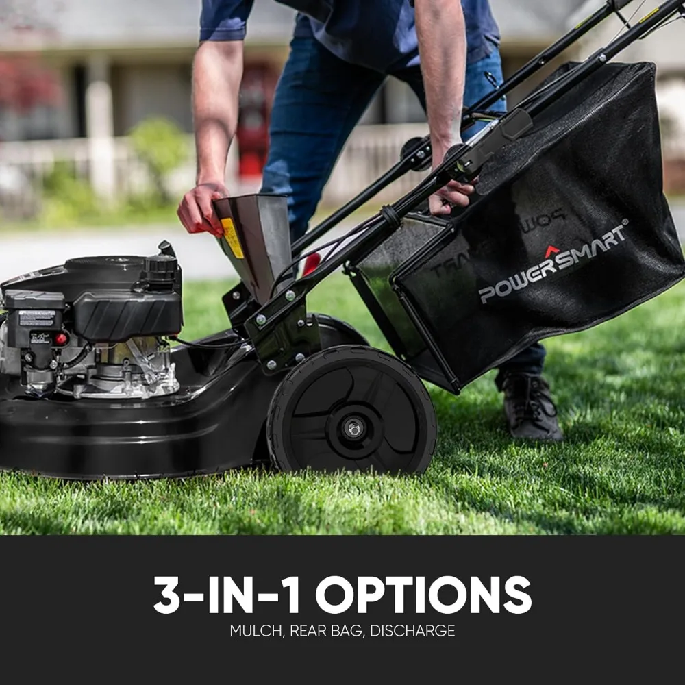 Self Propelled Gas Lawn Mower, 22 in. with 170cc OHV Engine, 3-in-1 Rear-Wheel-Drive High Wheels, Black - Image 4