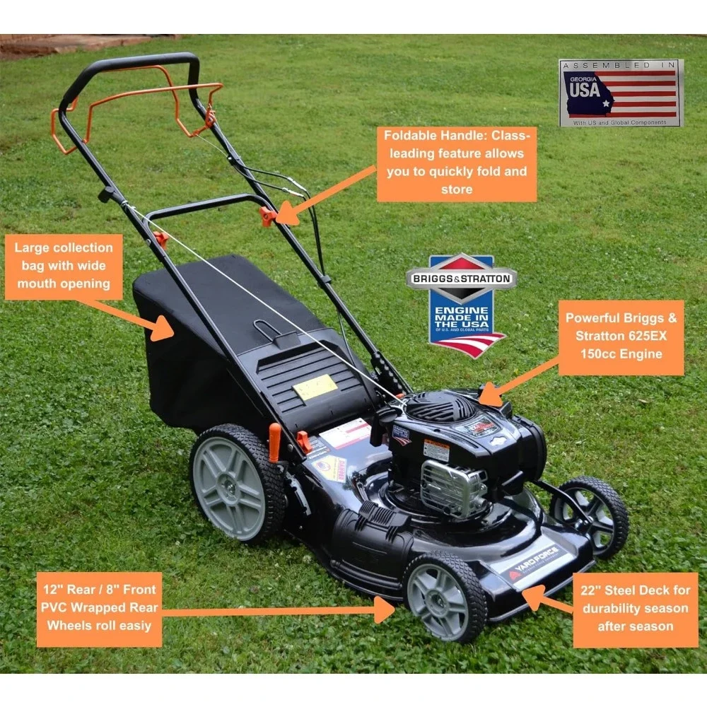 Self-Propelled Lawn Mower, Powerful Briggs & Stratton 150cc Engine, 22” Made in America. Steel Deck, 3-in-1 - Image 5