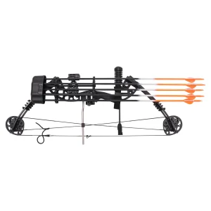Durable Compound Bow Set, 30-60 lbs Adjustable Draw, 5-Pin Sight, 12 Arrows, Target Paper for Hunting & Practice