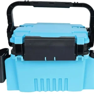 Blue Wave Fishing Tackle Box - Multifunctional Outdoor Storage With Rod Holder & Live Bait Bucket