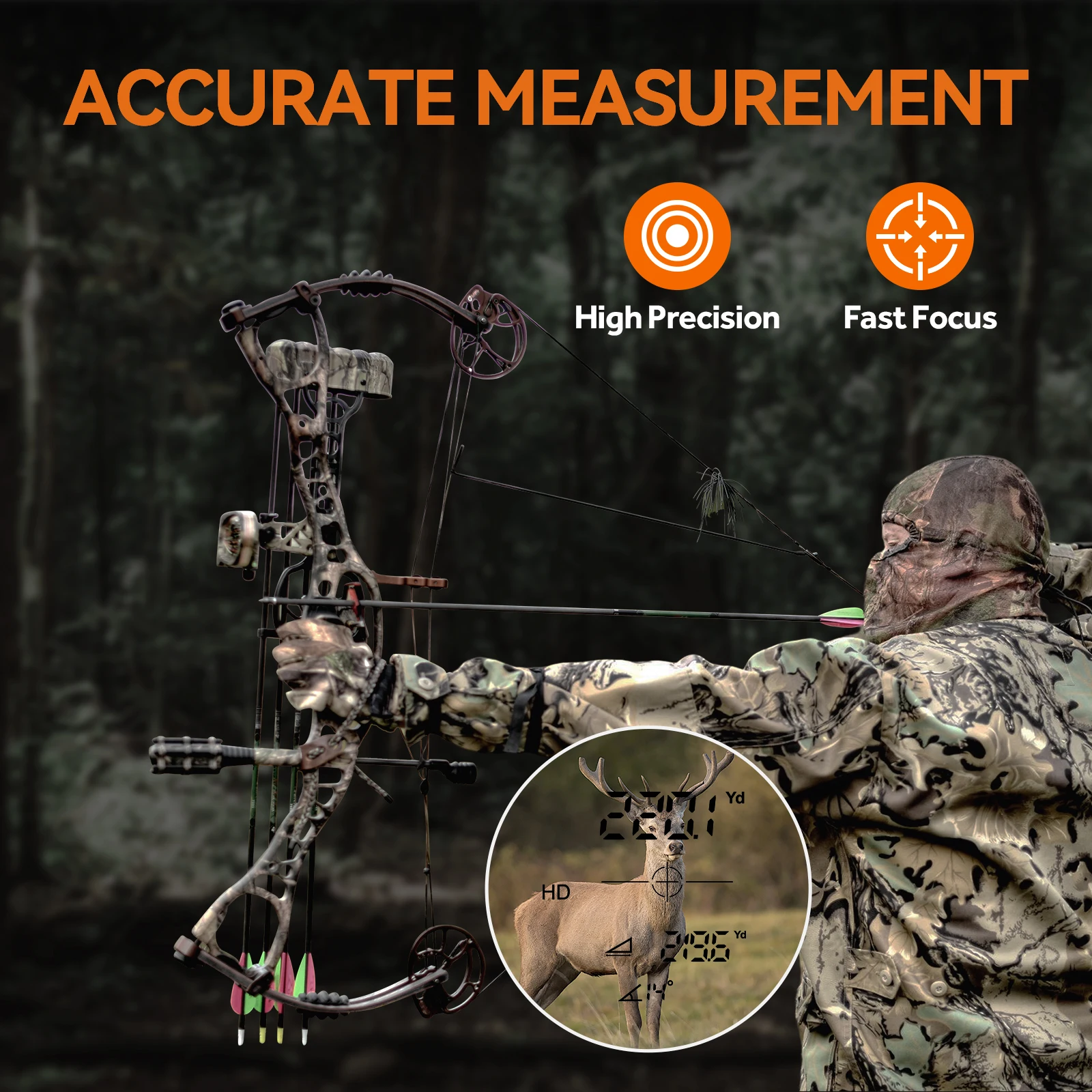 MiLESEEY Range finder 7° Big Field 656Yd laser rangefinder for hunting, with Rain and Fog Ranging Mode, BOW Mode, Auto Height - Image 2