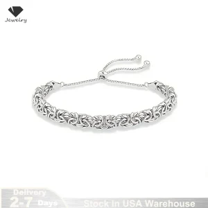 New S925 Sterling Silver Byzantine Emperor Chain Bracelet for Men Women Polished Length Adjustable Kpop Jewelry Ships from USA