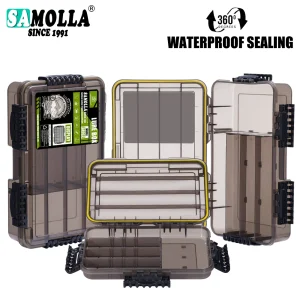 SAMOLLA New large Waterproof Fishing Tackle Box, Fish Hook Fishing Lure Bait Storage Case Portable Fishing Gear Accessorie