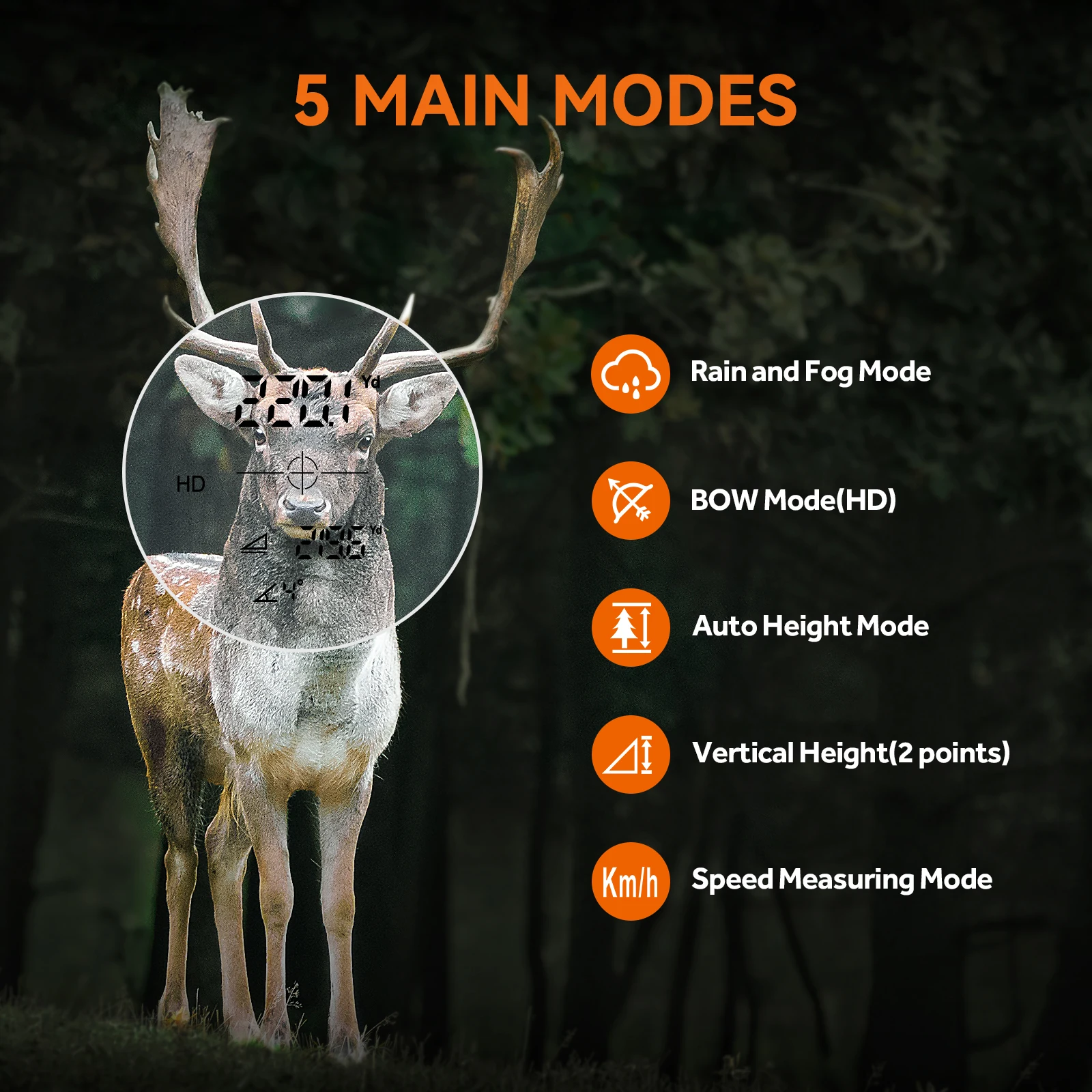 MiLESEEY Range finder 7° Big Field 656Yd laser rangefinder for hunting, with Rain and Fog Ranging Mode, BOW Mode, Auto Height - Image 3