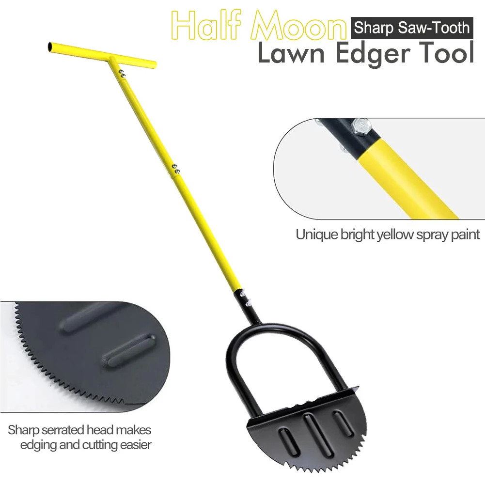 Half Moon Edger Trimming Shovel Manual Saw-Tooth Lawn Step Edger Long Handled Landscaping Edging Tool Lawn Mowing Gardening Tool - Image 5
