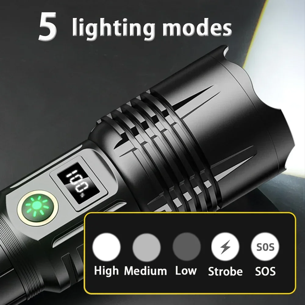 Portable Rechargeable Led Flashlight Telescopic Zoom Waterproof Tactical Torch Self Defense Lantern Flashlights for camping - Image 3