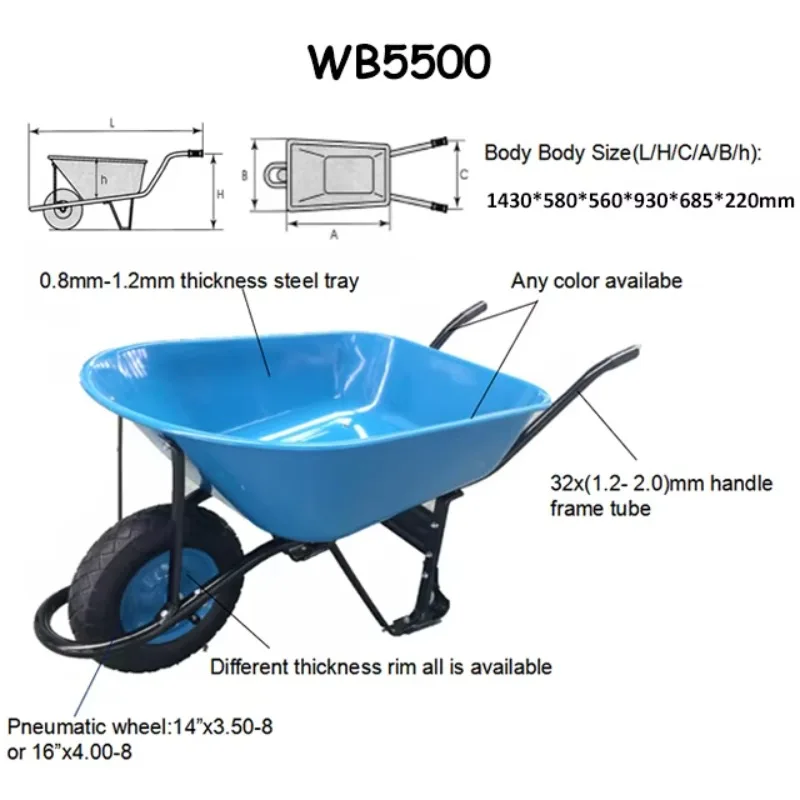 Foam Rubber Wheel Barrow Construction 200KG Carretilla Metal Concrete Usa Wheelbarrow - Image 6