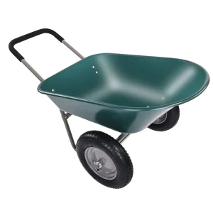 Dual-Wheel Garden Wheelbarrow with Pneumatic Tires and Reinforced Structure 300 lbs Capacity