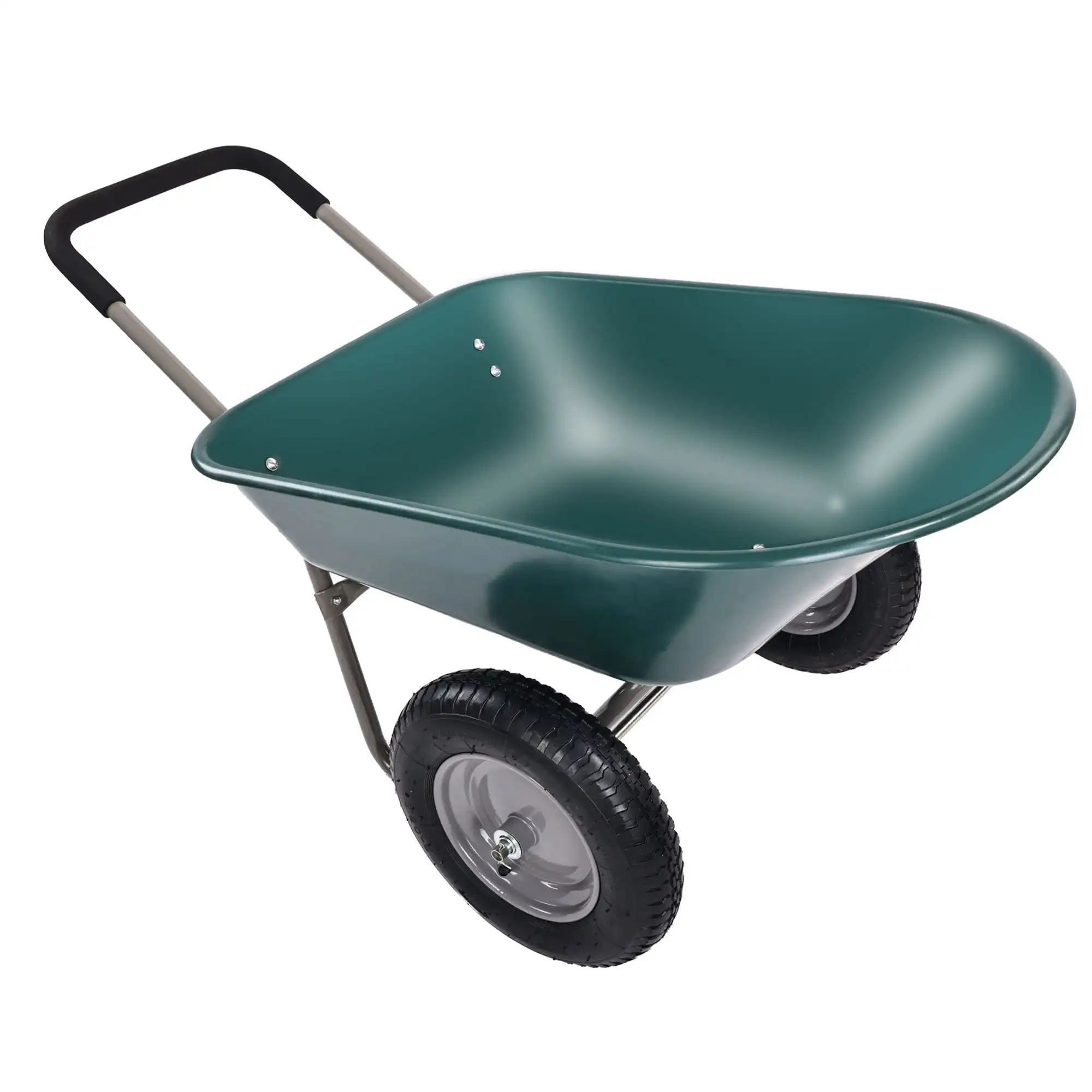 Dual-Wheel Garden Wheelbarrow with Pneumatic Tires and Reinforced Structure 300 lbs Capacity