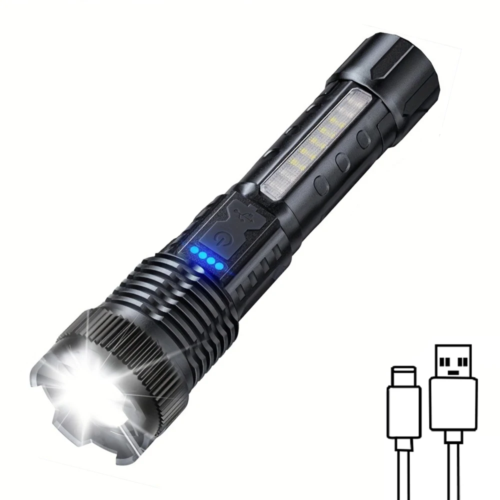 2pcs Rechargeable Zoomable Super Bright Flashlight for Emergency Power Outage, for Outdoor Camping, Hurricane - Image 8