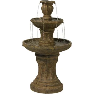 Tuscan Garden Classic Rustic Outdoor Floor Fountain and Waterfalls 41 1/2" High 3 Tiered Decor for Garden Patio Backyard Deck Ho