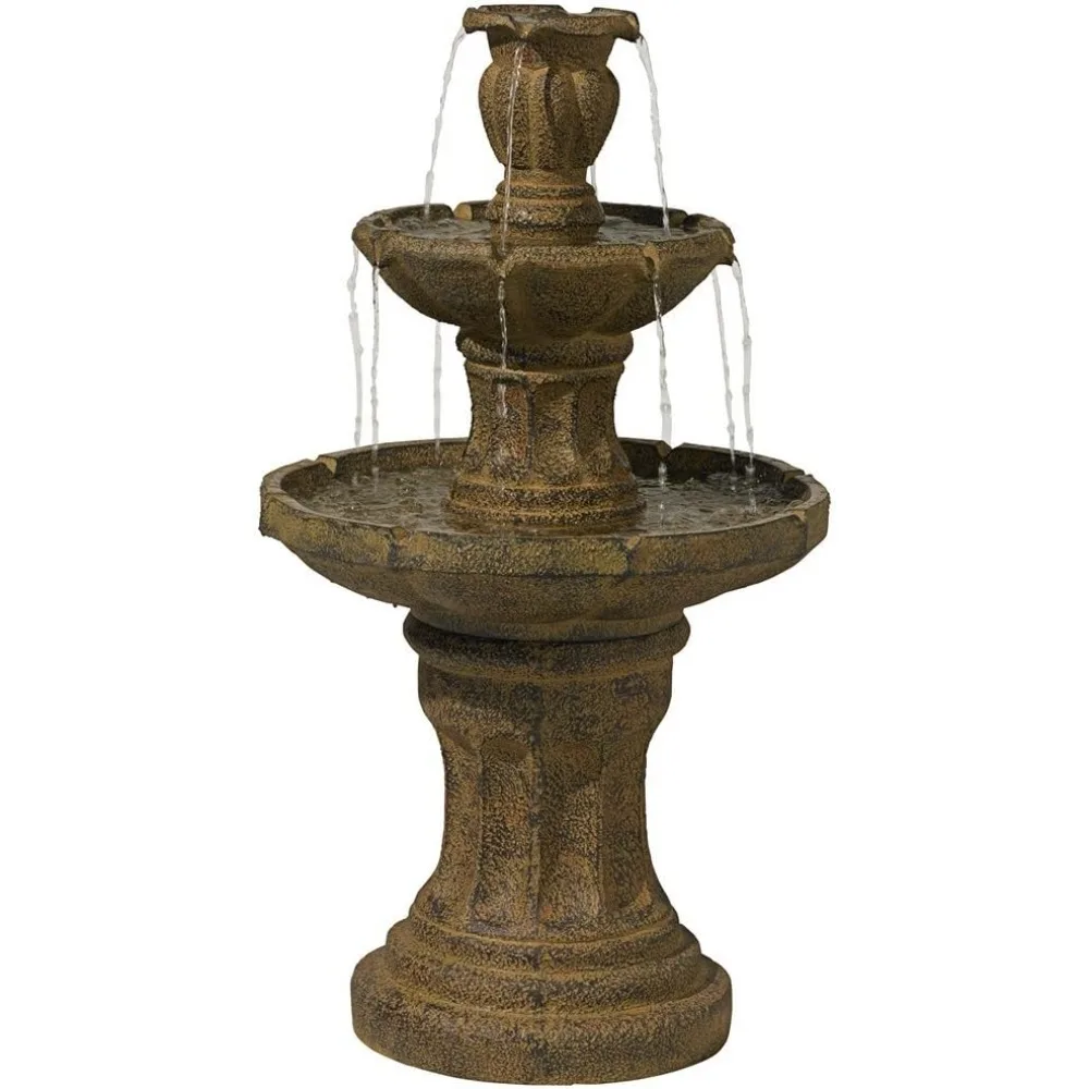 Tuscan Garden Classic Rustic Outdoor Floor Fountain and Waterfalls 41 1/2" High 3 Tiered Decor for Garden Patio Backyard Deck Ho