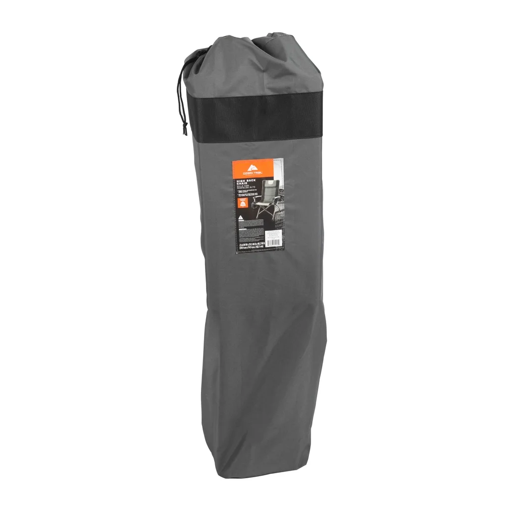 Folding High Back Camping Chair with Headrest Durable Steel Frame Outdoors Adjustable Feet Cup Holder Portable Compact Storage - Image 3