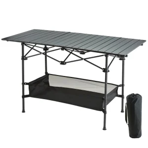 1 PC Portable Folding Camping Table for Outdoor Adventures - Lightweight Aluminum & Steel Compact Side Table with Large Storage.