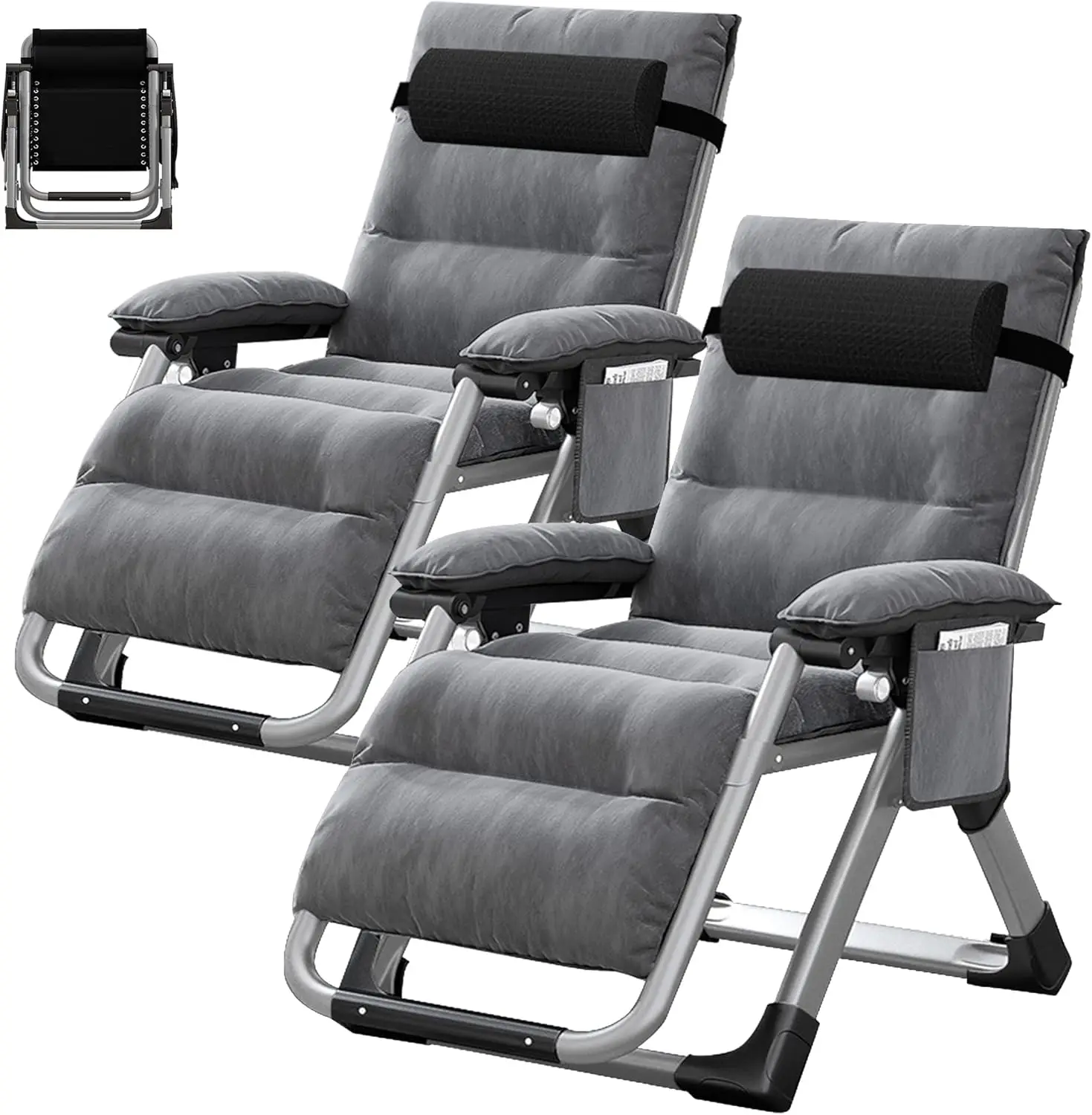 2PK Zero Gravity Chair/Armrest Mat,Premium Outdoor Lawn Folding Lounge Chairs,Sturdy Adjustable Reclining Patio Chairs - Image 12