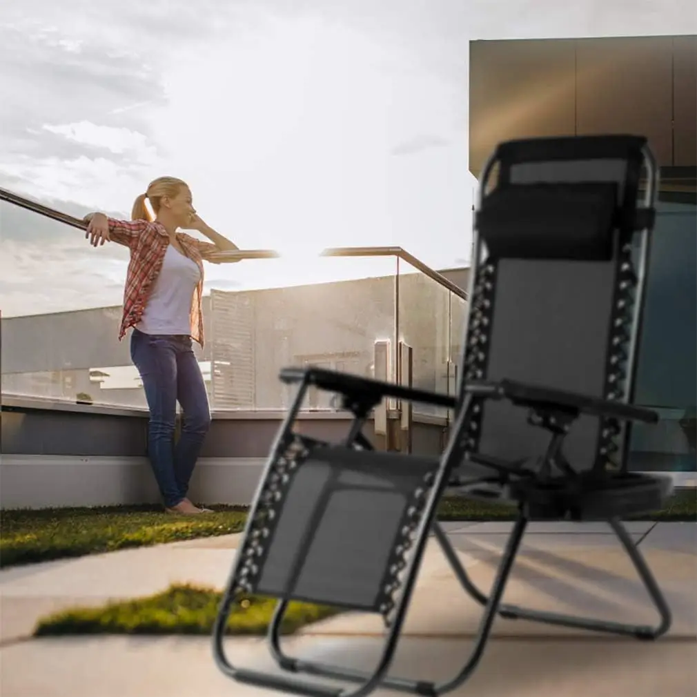 Zero Gravity Lawn Lounge Chairs with Pillow and Cup Holder - Adjustable Reclining Folding Outdoor Chairs for Deck - Image 4