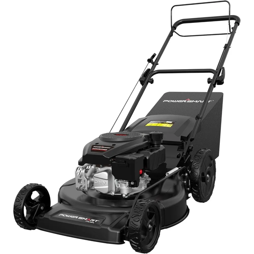 Self Propelled Gas Lawn Mower, 22 in. with 170cc OHV Engine, 3-in-1 Rear-Wheel-Drive High Wheels, Black
