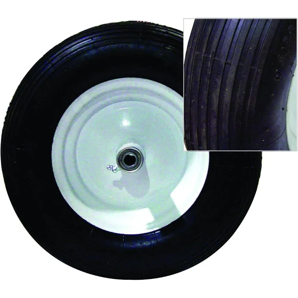 908 Premium Contractor Grade Poly-Tray Single Wheel Wheelbarrow With Steel Handle and Ribbed Tire Cargo Trolleys Garden Carts - Image 2