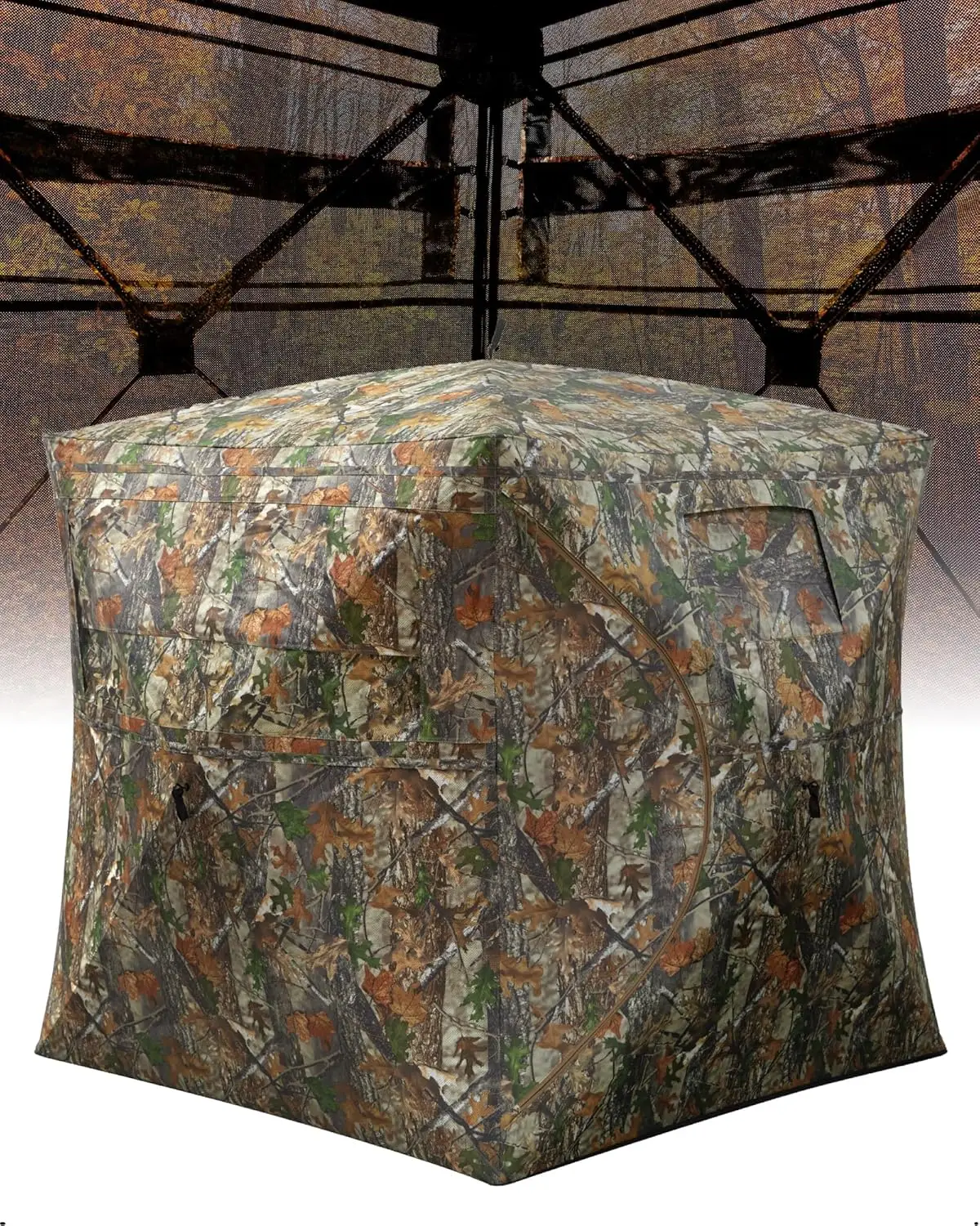 Outdoor Hunting Pop Up Ground Blinds for 4-6 People 116" 58" 66" with Windows and Silent Magnetic Door Lightweight Blinds