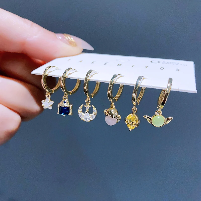 Trend Design CZ Stone Outer Space Wars Hoop Earrings Set Gold Color Zircon Women Girls Party Jewelry - Image 4