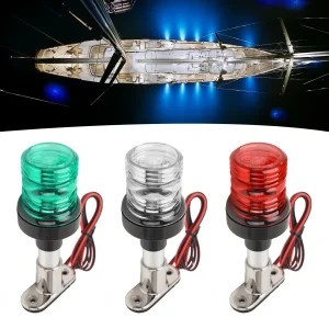 All Round Stern Light 6in Stainless Steel Base Corrosion Resistant Rustproof Pole 12-24V Boat  Light for Fishing Boat