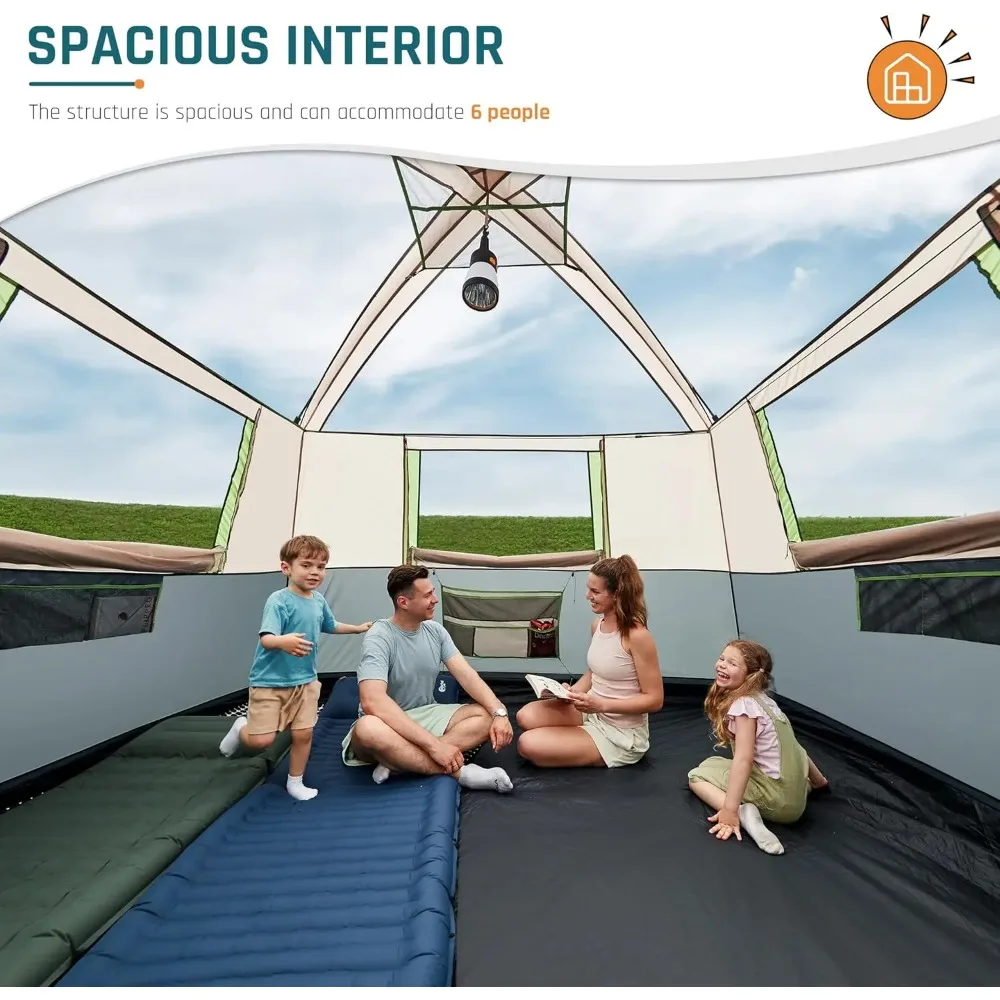 Dome Tent, Family Tent for Camping, Waterproof Large Cabin Tent, Easy to Set Up, Large Tent for Camping and Backyard - Image 2