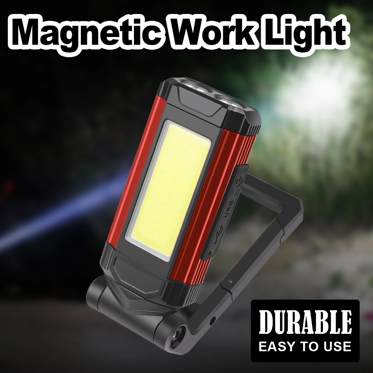 Led Work Light 10w Foldable Rechargeable Magnetic Flashlight Waterproof Flashlights Usb-cob Lamp With Hook Outdoor 6500k Lantern