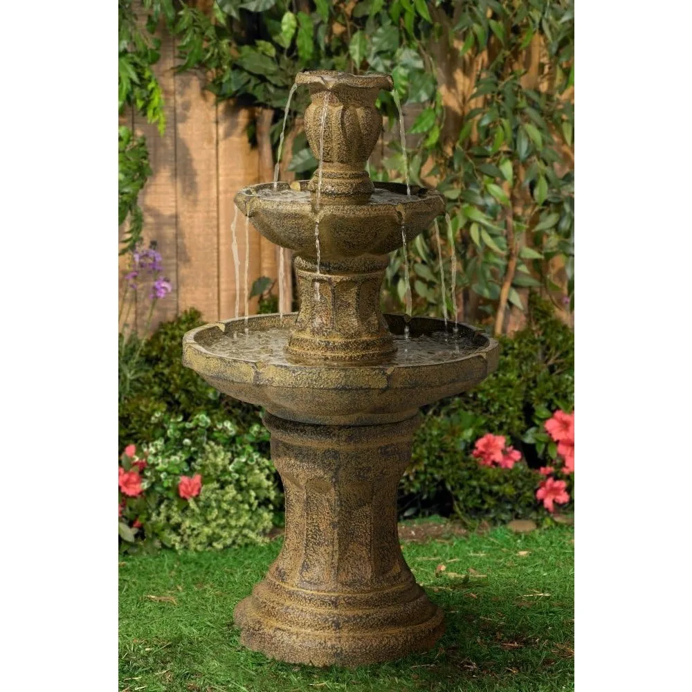 Tuscan Garden Classic Rustic Outdoor Floor Fountain and Waterfalls 41 1/2" High 3 Tiered Decor for Garden Patio Backyard Deck Ho - Image 4