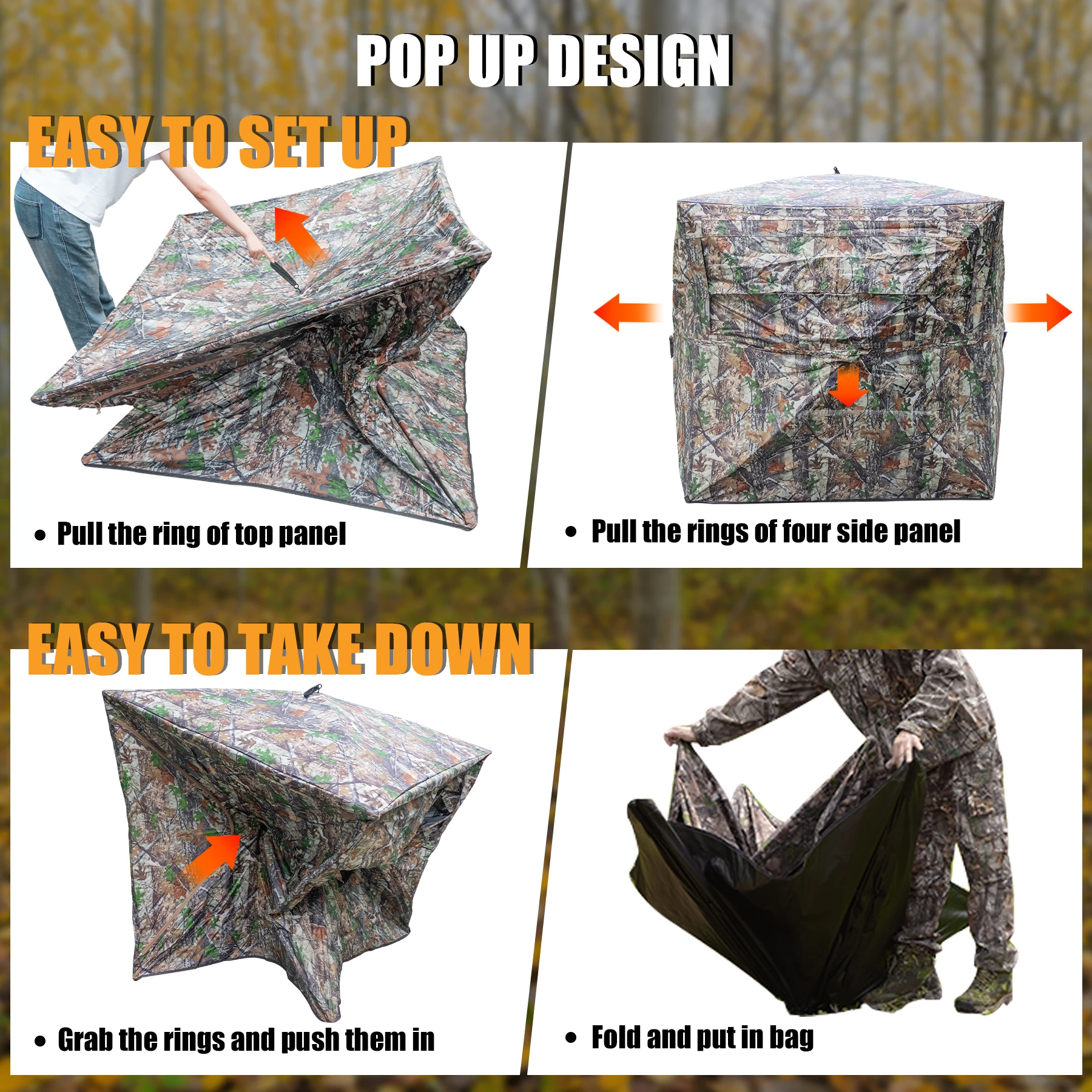 Hunting Blind See Through Ground Blind for Deer Hunting Pop Up Blind with Carrying Bag Hunting Tent for Deer & Turkey Hunting - Image 6