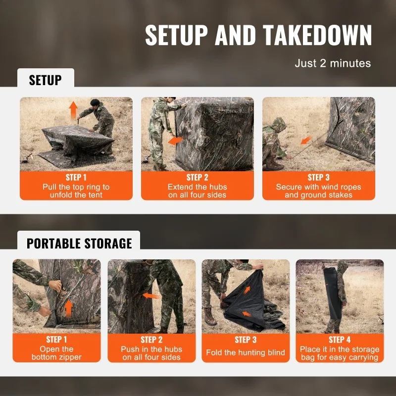 Hunting Blind, 270° See Through Ground Blind, 1-2 Person Pop Up Deer Blind for Hunting with Carrying Bag, Portable Resilient - Image 2