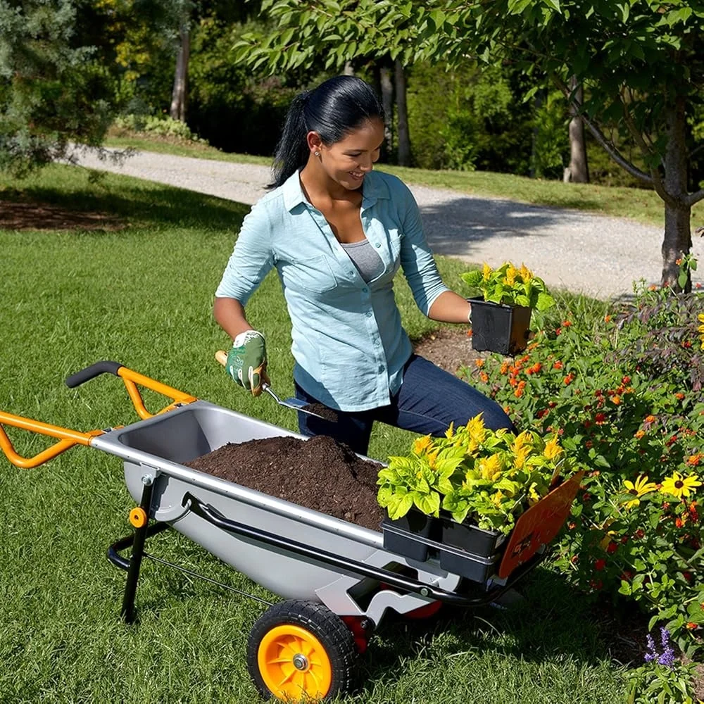 8-in-1 Heavy Duty Garden Cart Wheelbarrow Dolly Turbo Lift 300lbs Capacity Stable Design Flat-Free Tires Multi-Functional Lawn - Image 5